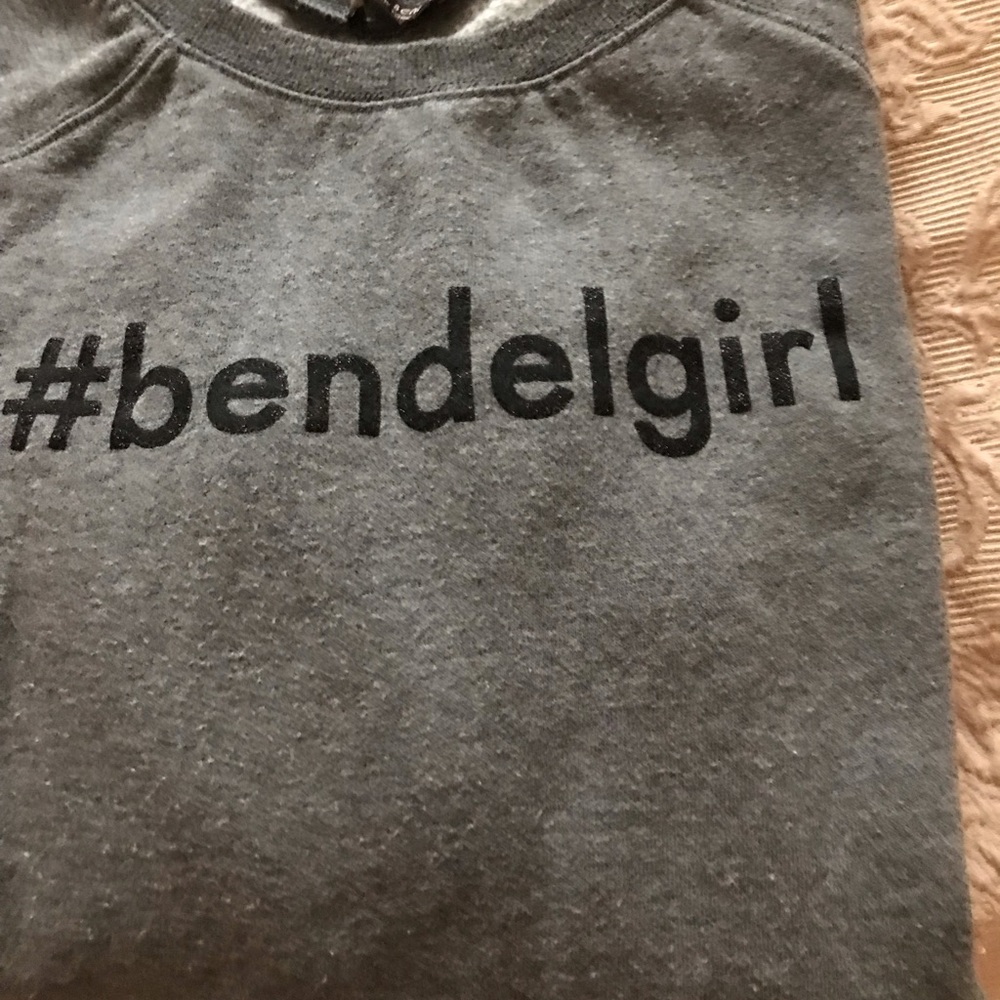 Henri Bendel Hashtag Sweatshirt in Grey with Black Graphics. EUC